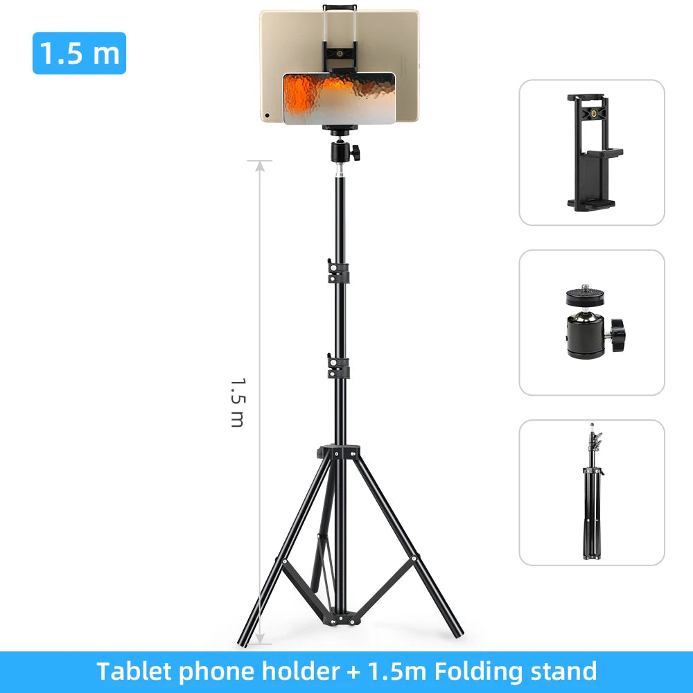 Adjustable Tripod Floor Stand Tablet Holder Stand for 4-11 Inches Tablet Smartphones Mount Lazy Holder Bracket Support for Ipad