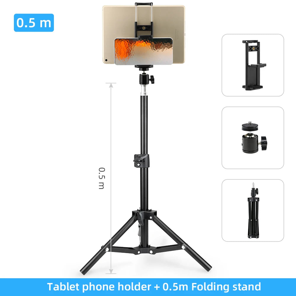 Adjustable Tripod Floor Stand Tablet Holder Stand for 4-11 Inches Tablet Smartphones Mount Lazy Holder Bracket Support for Ipad